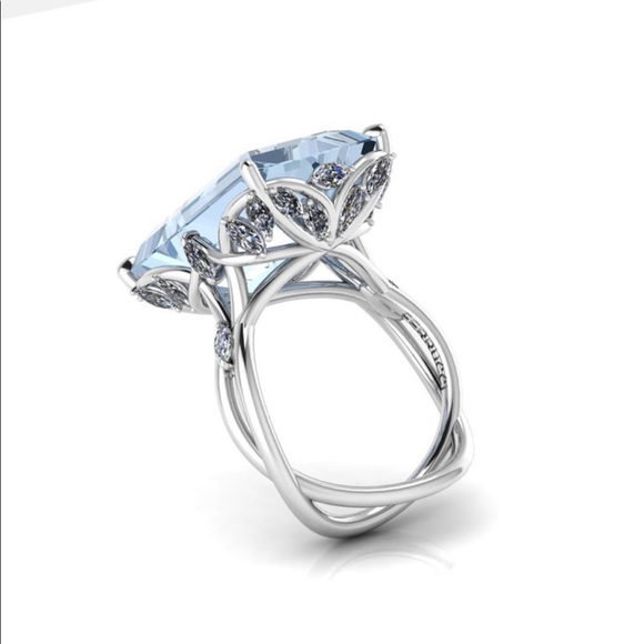 Ferrucci 12.45 ct emerald cut aquamarine gemstone ring. GIA Certified! - Picture 5 of 12